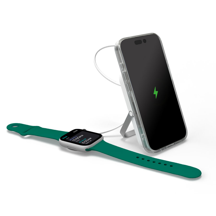 PURO - PowerBank 5000 mAh, kompatibilná s MagSafe, STAND POWER MAG, 20 W, biela