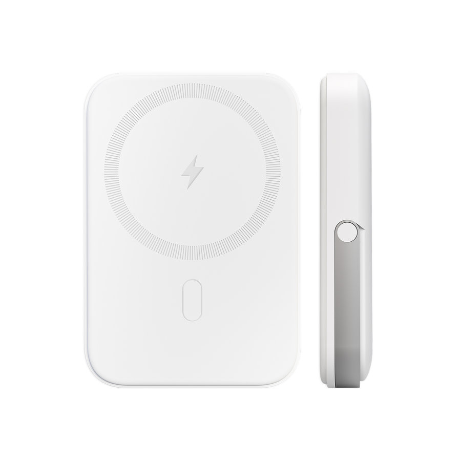 PURO - PowerBank 5000 mAh, kompatibilná s MagSafe, STAND POWER MAG, 20 W, biela