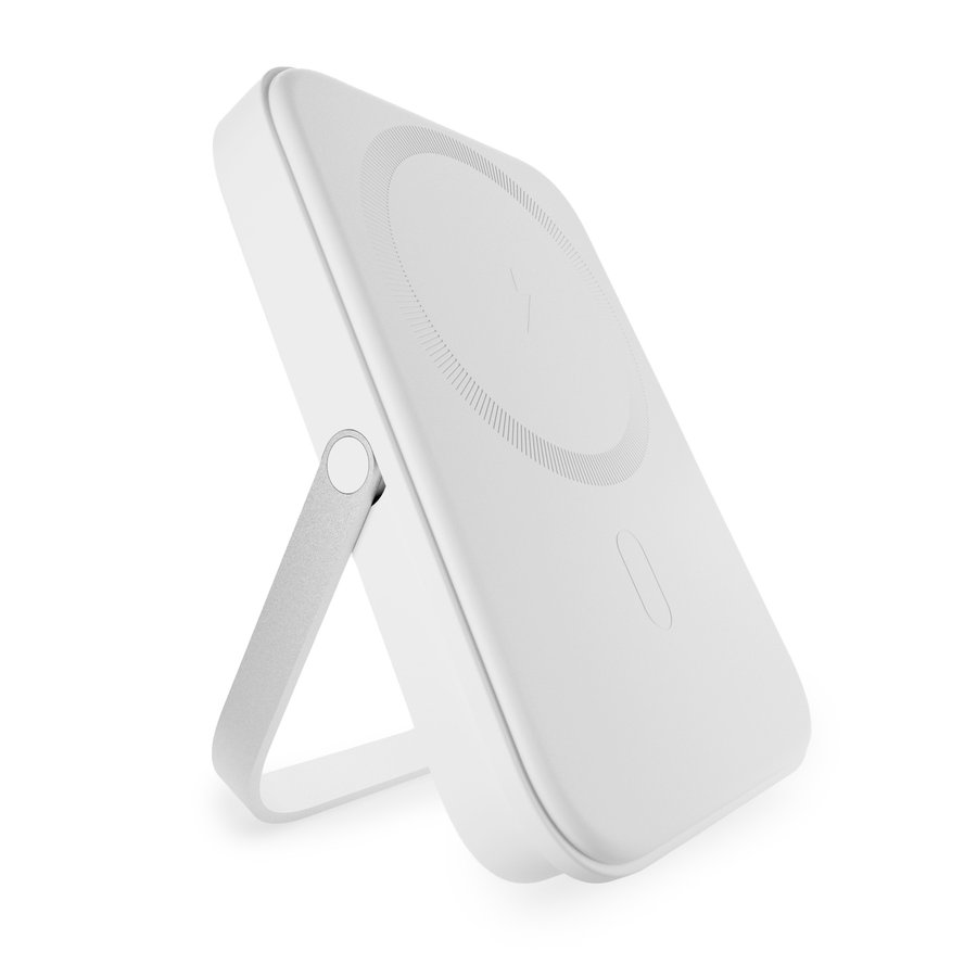 PURO - PowerBank 5000 mAh, kompatibilná s MagSafe, STAND POWER MAG, 20 W, biela