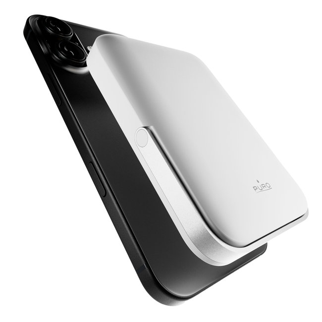 PURO - PowerBank 5000 mAh, kompatibilná s MagSafe, STAND POWER MAG, 20 W, biela
