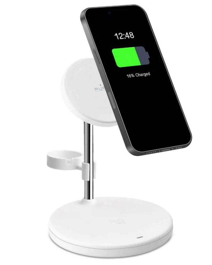 PURO - Bezdrôtová nabíjacia stanica 3v1, magnetická, biela