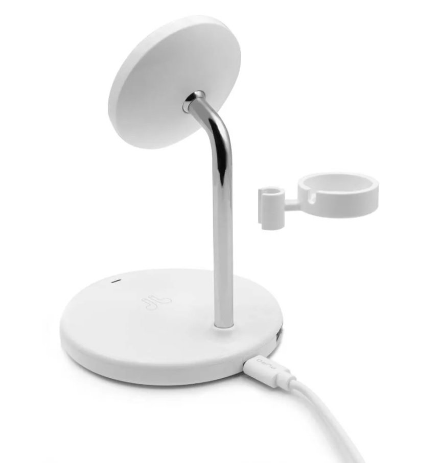 PURO - Bezdrôtová nabíjacia stanica 3v1, magnetická, biela