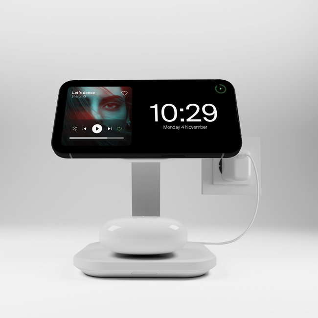 PURO - Bezdrôtová nabíjacia stanica Stand Mag, 2x1, 15 W, biela