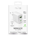 PURO - Cestovný adaptér MiniPro USB-C/USB-A, GaN, 65 W, biela