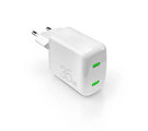 PURO - Cestovný adaptér MiniPro 2x USB-C, GaN, 35 W, biela