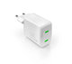 PURO - Cestovný adaptér MiniPro 2x USB-C, GaN, 35 W, biela