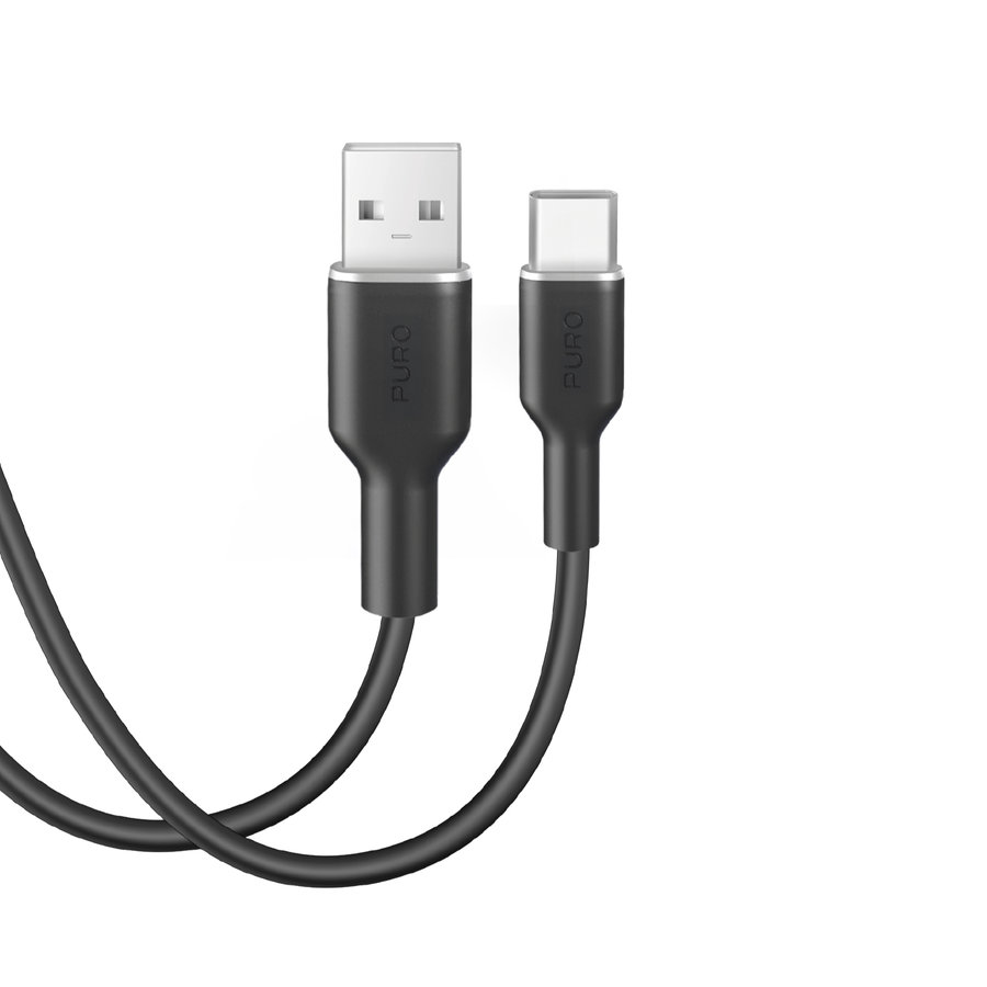 PURO - Kábel USB-C/USB-A, 60 W, Soft, 1,5 m, čierna