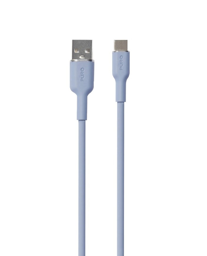PURO - Kábel USB-C/USB-A, 60 W, Soft, 1,5 m, svetlá modrá