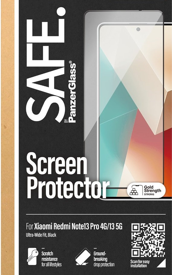 SAFE - Tvrdené sklo UWF pre Xiaomi Redmi Note 13 4G, čierna