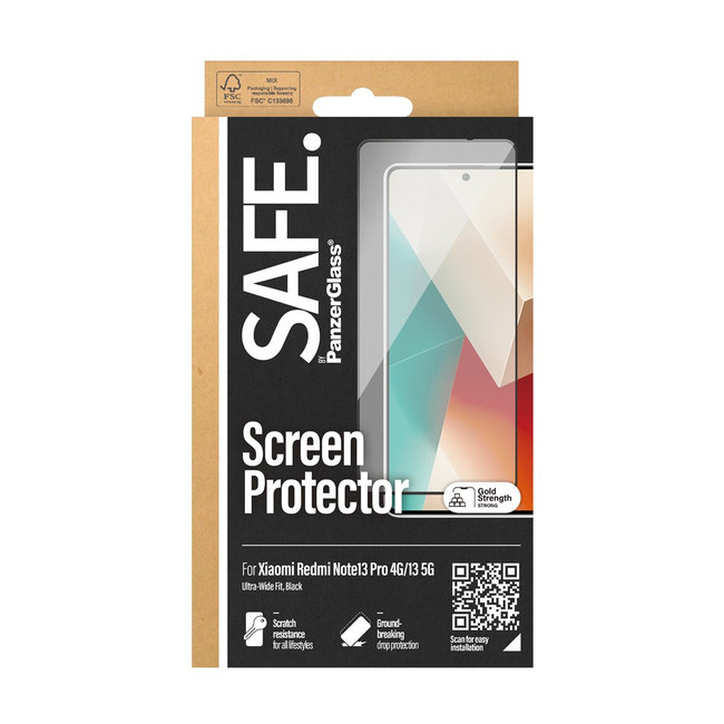 SAFE - Tvrdené sklo UWF pre Xiaomi Redmi Note 13 4G, čierna