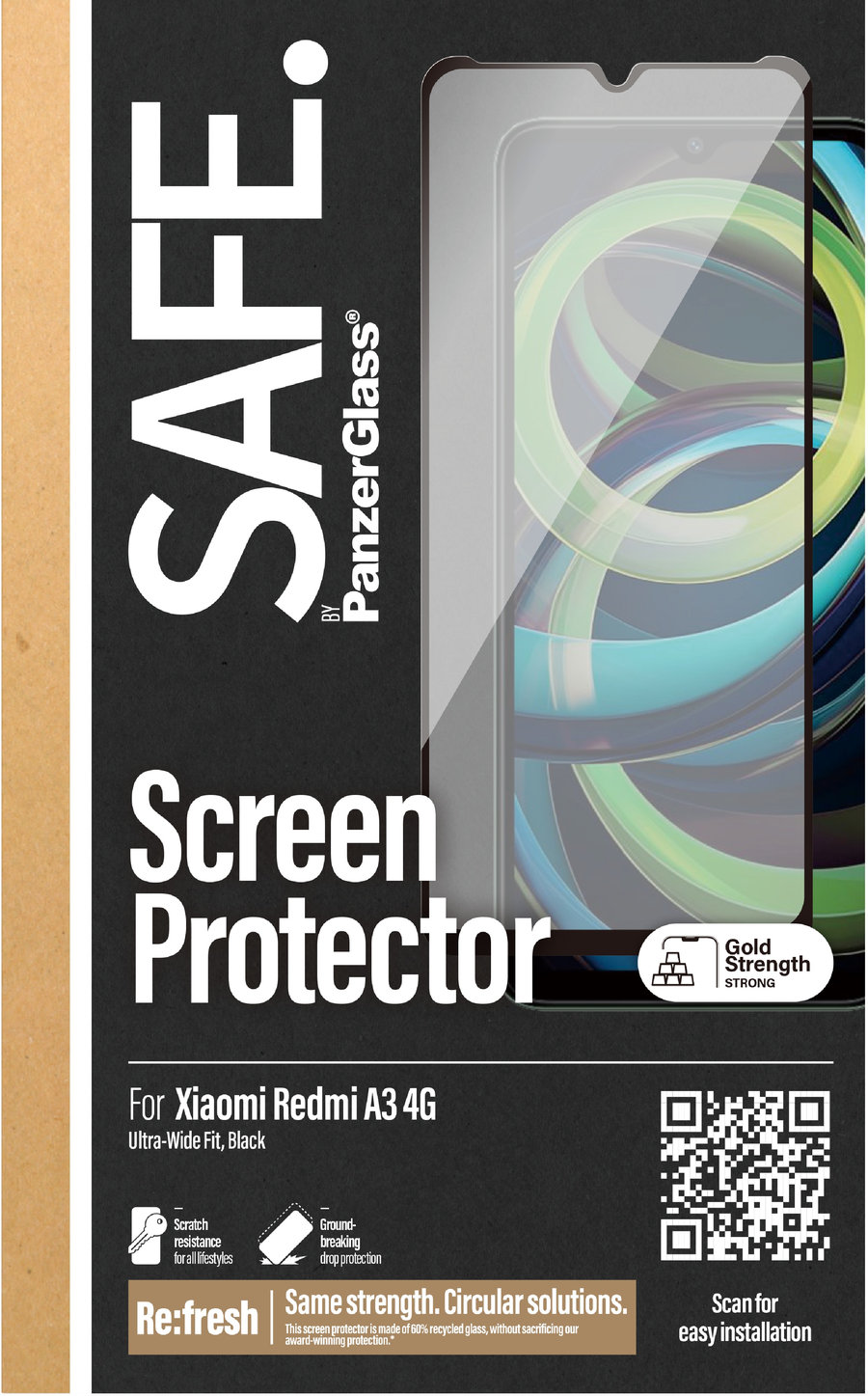 SAFE - Tvrdené sklo UWF pre Xiaomi Redmi A3, čierna