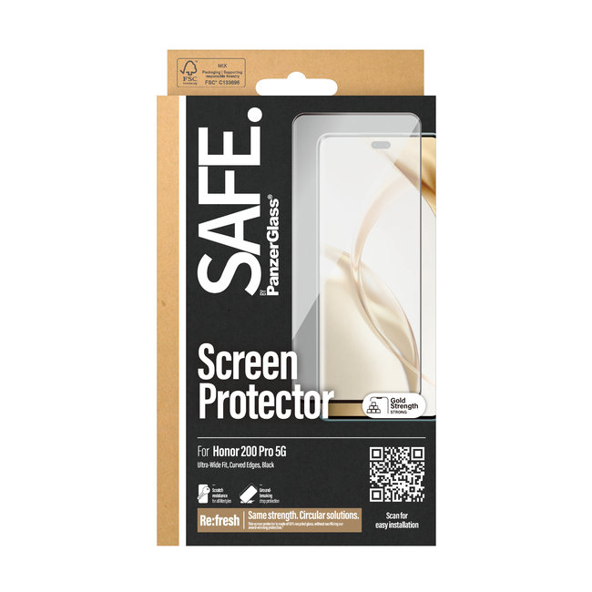 SAFE - Tvrdené sklo UWF pre Honor 200 Pro, čierna