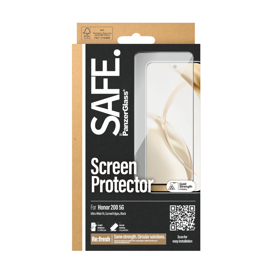 SAFE - Tvrdené sklo UWF pre Honor 200, čierna