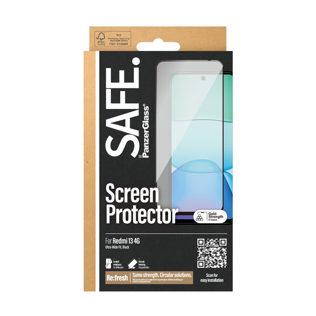 SAFE - Tvrdené sklo UWF pre Xiaomi Redmi 13 4G, čierne