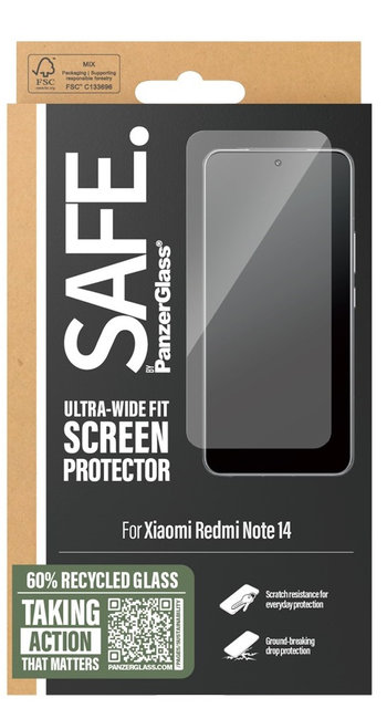 SAFE - Tvrdené sklo UWF pre Xiaomi Redmi Note 14, čierna