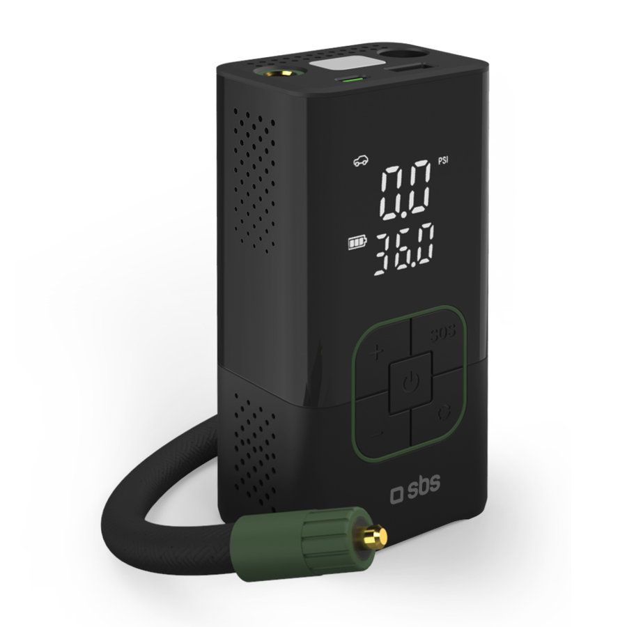 SBS - Kompresor Air Pro & PowerBank WILD gear 3600 mAh, so svetlom, čierna