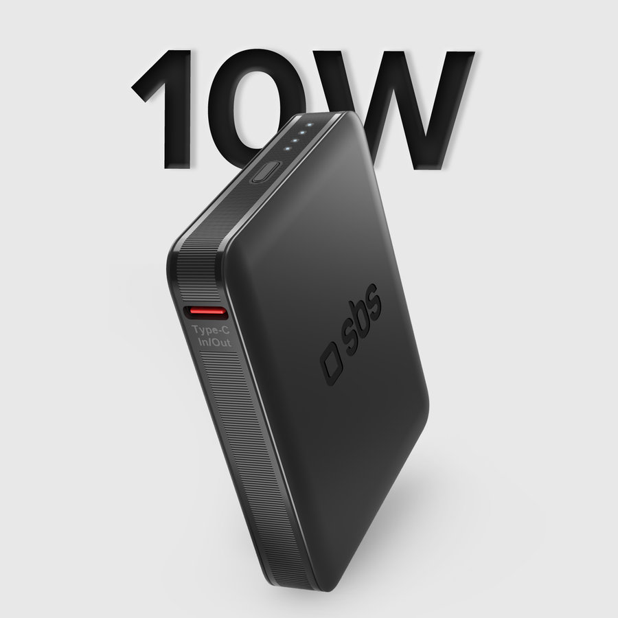 SBS - PowerBank 5000 mAh 10 W, Intelligent Charge, NanoTube, USB-C, čierna