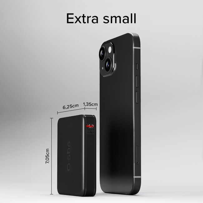 SBS - PowerBank 5000 mAh 10 W, Intelligent Charge, NanoTube, USB-C, čierna