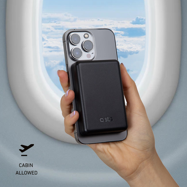 SBS - PowerBank 5000 mAh 10 W, kompatibilná s MagSafe, Mag Power, USB-C, čierna