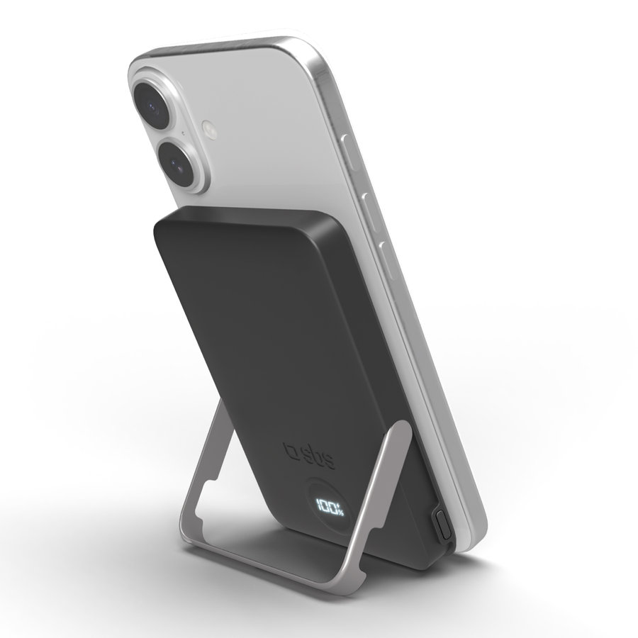 SBS - PowerBank 5000 mAh 20 W, Power Delivery, Mag Stand, čierna