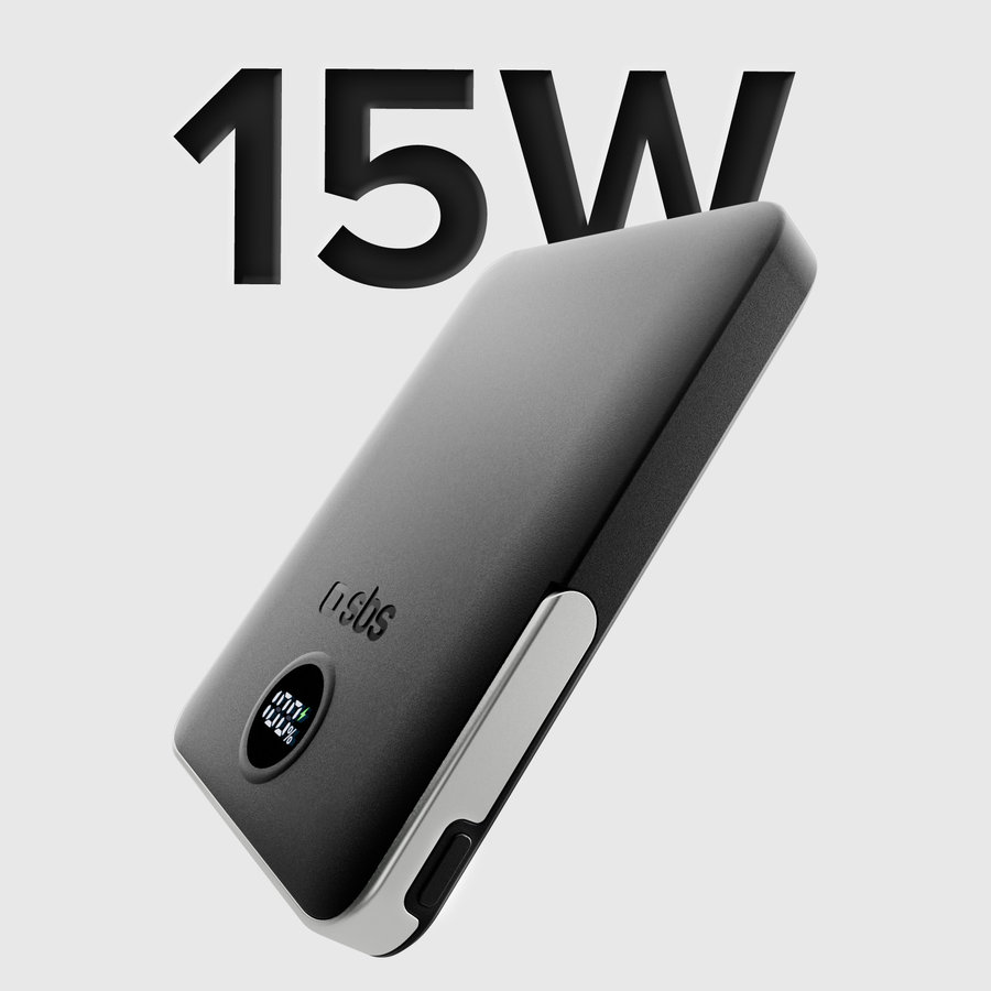 SBS - PowerBank 5000 mAh 20 W, Power Delivery, Mag Stand, čierna