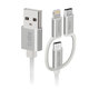 SBS - Kábel USB-C/Micro USB/MFI Lightning, 3 v 1, 1,2 m, biela