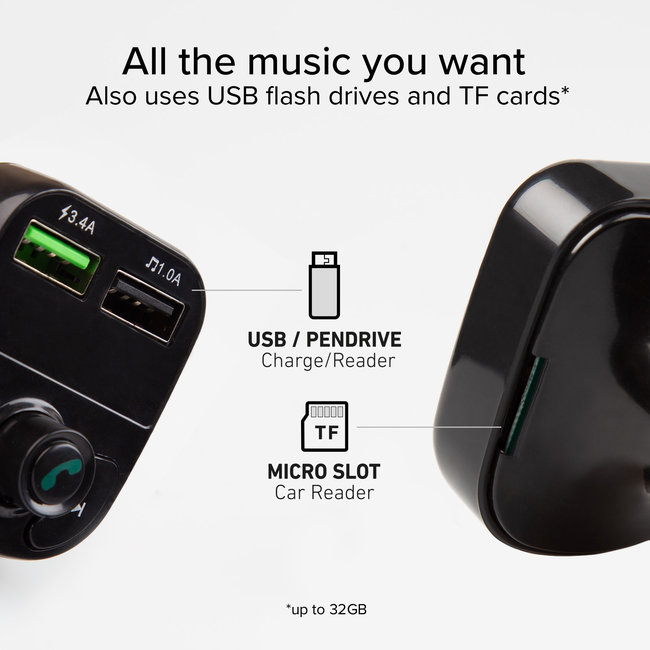 SBS - Autoadaptér FM 2x USB-A, AFC, 15 W, čierna