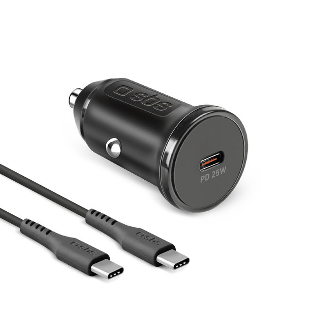 SBS - Nabíjacia sada do auta USB-C, PD 25 W, čierna