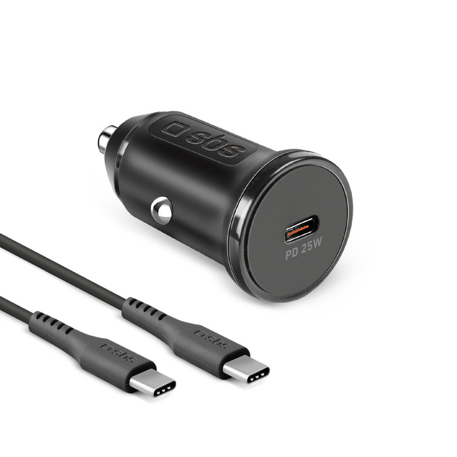 SBS - Nabíjacia sada do auta USB-C, PD 25 W, čierna