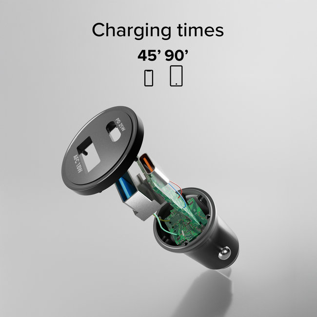 SBS - Autoadaptér USB-A/USB-C, PD, 25 W, čierna