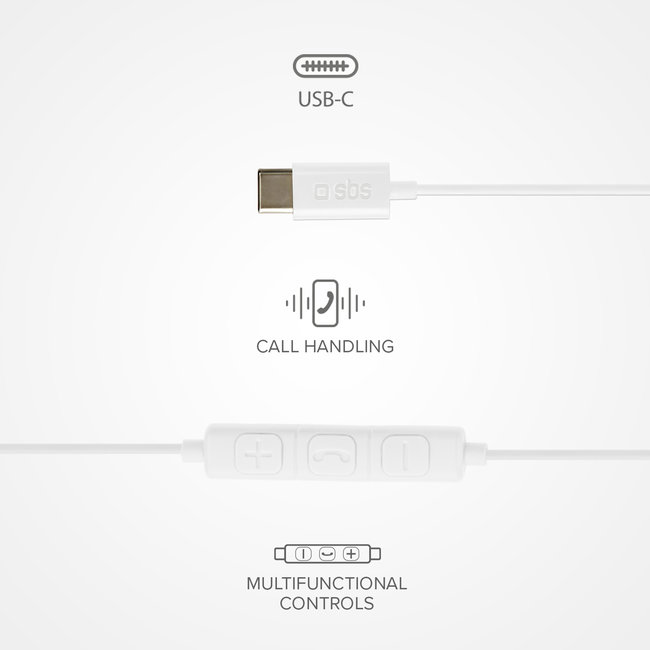 SBS - Slúchadlá Studio Mix 65c s mikrofónom, USB-C, biela