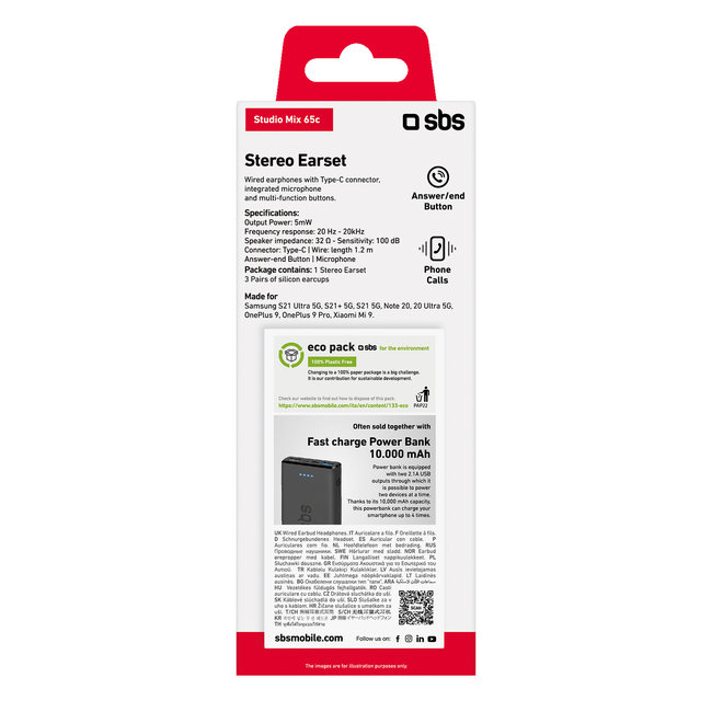 SBS - Slúchadlá Studio Mix 65c s mikrofónom, USB-C, ružová