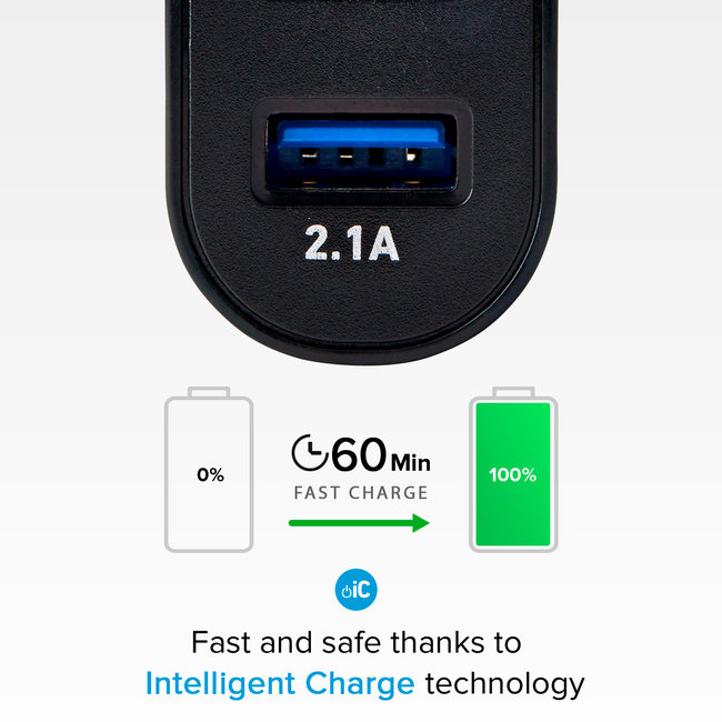 SBS - Cestovná nabíjacia sada 2xUSB-A, USB-A/USB-C, 2,1 A/1 A, čierna
