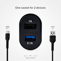 SBS - Cestovná nabíjacia sada 2xUSB-A, USB-A/USB-C, 2,1 A/1 A, čierna