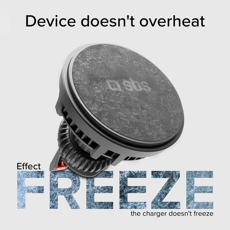 SBS - Držiak do auta Frozen Mag, MagSafe, s chladiacim ventilátorom, do mriežky, 15 W, čierna