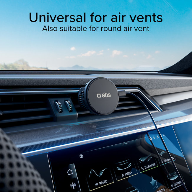 SBS - Držiak do auta Frozen Mag, MagSafe, s chladiacim ventilátorom, do mriežky, 15 W, čierna