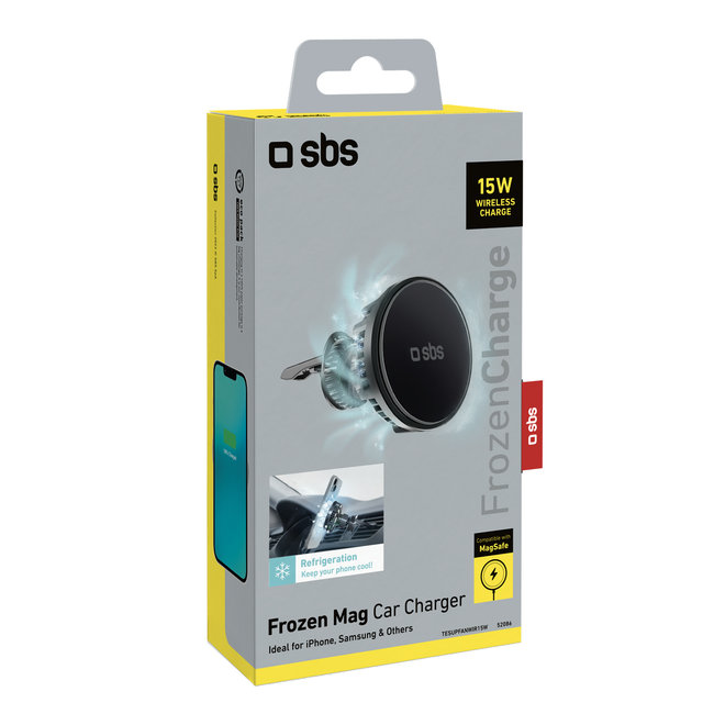 SBS - Držiak do auta Frozen Mag, MagSafe, s chladiacim ventilátorom, do mriežky, 15 W, čierna