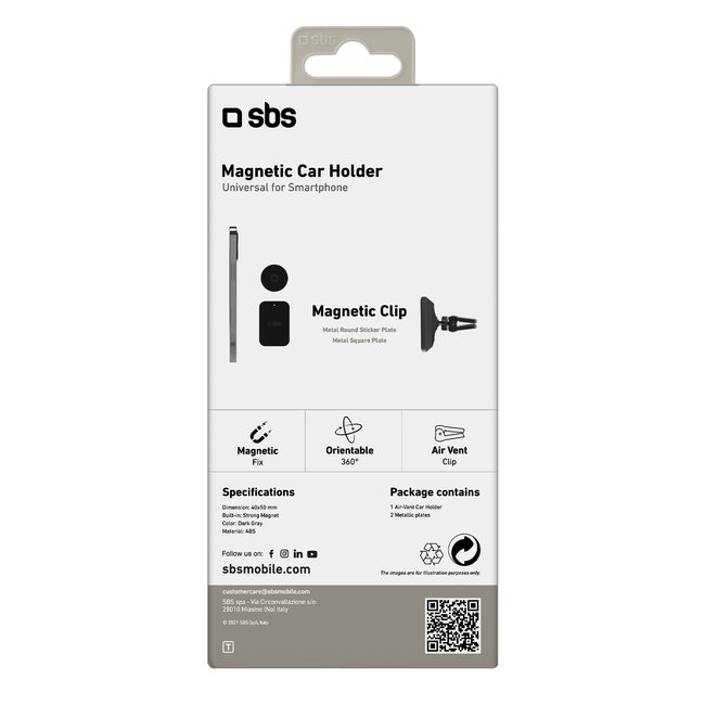 SBS - Držiak do auta univerzálny, do mriežky, magnetický, obdĺžnikový, čierna