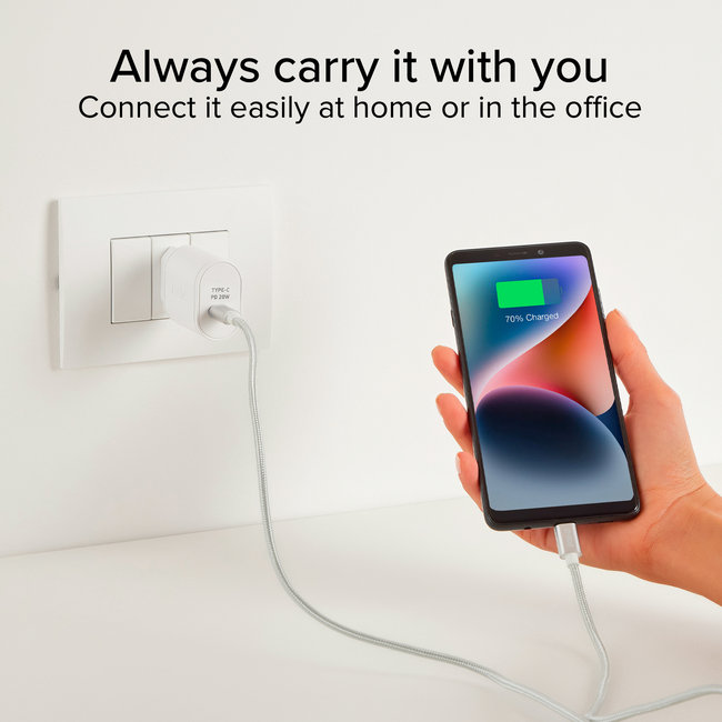 SBS - Cestovný adaptér 1xUSB-C, PD 20 W, biela