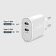 SBS - Cestovný adaptér 2x USB-C, PD, 35 W, biela