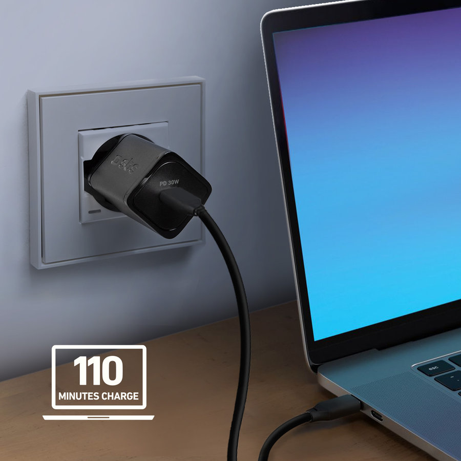 SBS - Cestovný adaptér Mini USB-C, GaN, 30 W, PD, čierna
