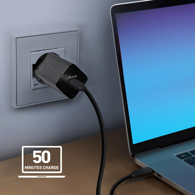 SBS - Cestovný adaptér Mini USB-C, GaN, 65 W, PD, čierna