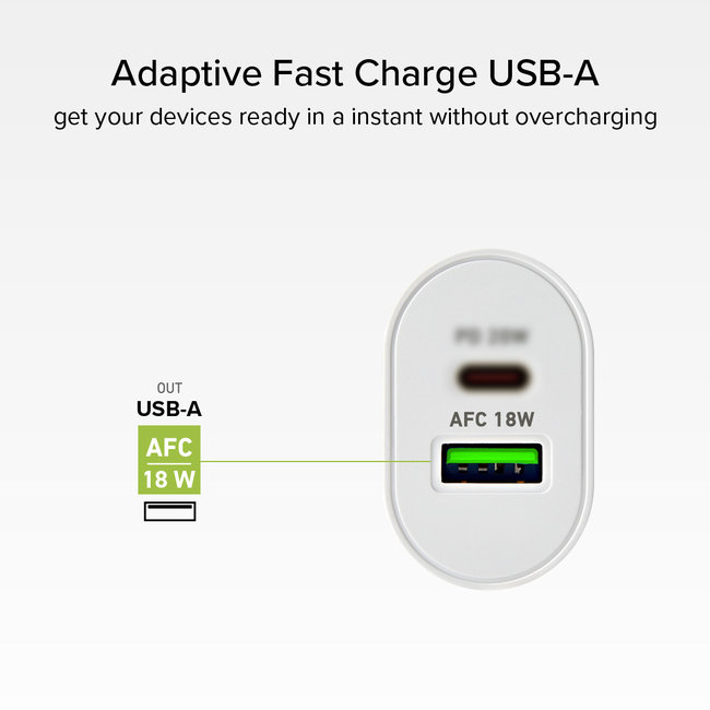 SBS - Cestovný adaptér USB-C PD 20 W/USB-A AFC 18 W, biela
