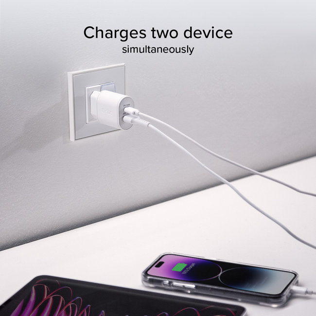 SBS - Cestovný adaptér USB-C PD 20 W/USB-A AFC 18 W, biela