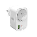 SBS - Viacportový cestovný adaptér USB-C/USB-A/Schuko, PD 20 W, biela