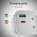 SBS - Viacportový cestovný adaptér USB-C/USB-A/Schuko, PD 20 W, biela
