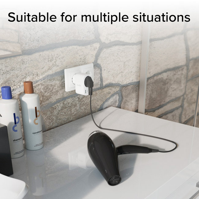 SBS - Viacportový cestovný adaptér USB-C/USB-A/Schuko, PD 20 W, biela