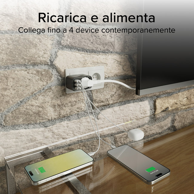 SBS - Viacportový cestovný adaptér 2x USB-C/USB-A/Schuko, PD 30 W, čierna