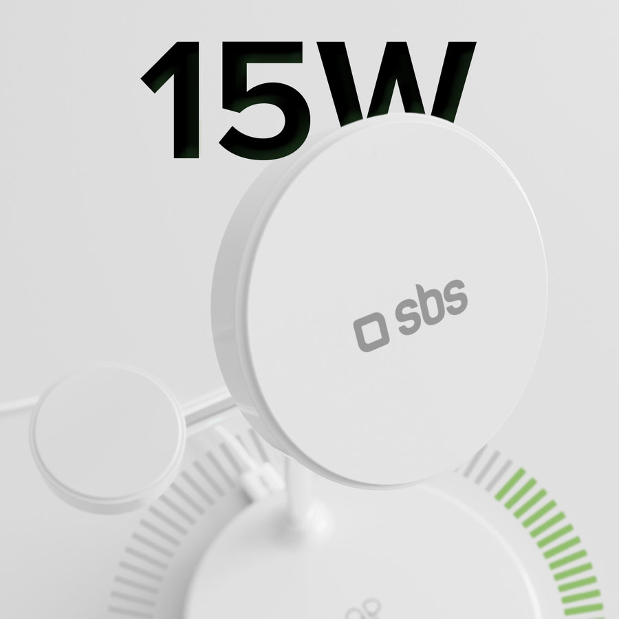 SBS - Bezdrôtová nabíjacia stanica, Qi2, 3x1, 15 W, biela