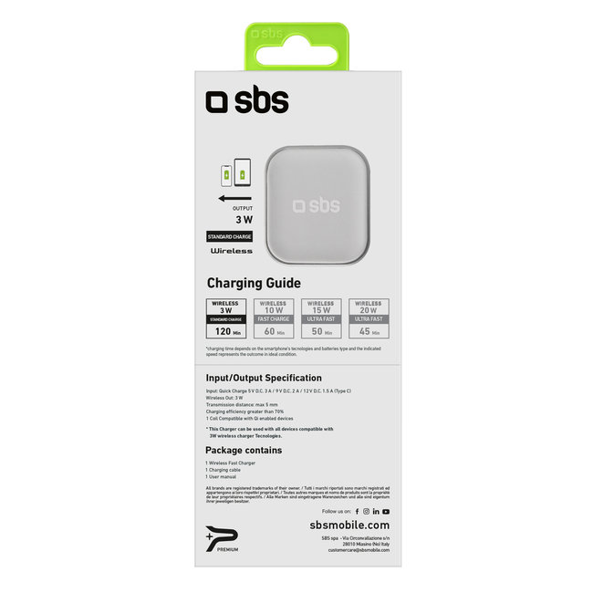 SBS - Bezdrôtová nabíjačka pre Airpods/Airpods Pro, 3 W, biela